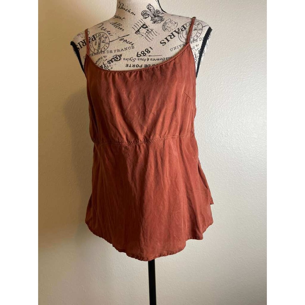 Peruvian Connection Rust‎ Orange Cupro Rayon Empire Waist Camisole Top Small